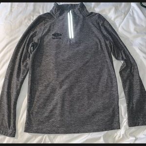 Umbro Youth Active Long Sleeve Heather Gr W/ Logo.